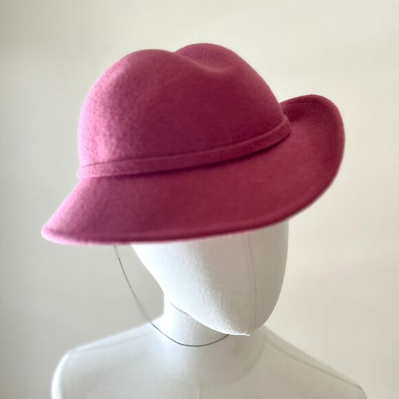 Vintage 80s Sonni San Francisco Raspberry Cloche Hat 100% Doeskin Felt Wool (OS) main image 2
